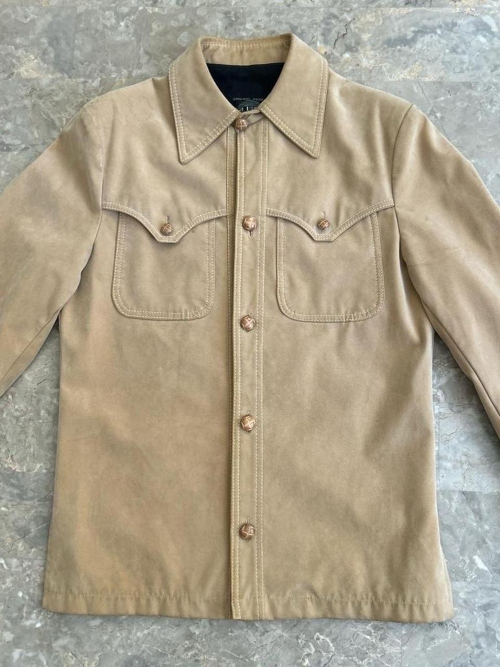 Vintage 1970s Brad Whitney Tan Faux Suede Western Jacket Men’s S/M